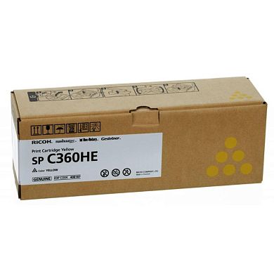Тонер-картридж Ricoh SP C360HE 408187 желтый оригинальный повышенной емкости