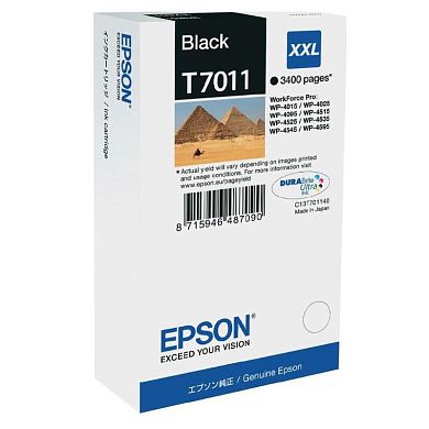 Картридж струйный Epson T7011 C13T70114010 черный оригинальный повышенной емкости