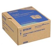Картридж лазерный Epson S050608 C13S050608 голубой оригинальный (двойная упаковка)
