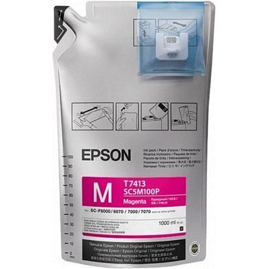 Чернила для принтера Epson T7413 C13T741300 пурпурные оригинальные (6 штук в упаковке)