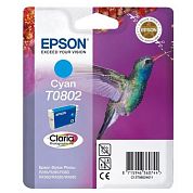 Картридж струйный Epson T0802 C13T08024021 голубой оригинальный