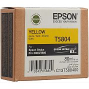 Картридж струйный Epson T5804 C13T580400 желтый оригинальный