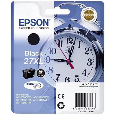 Картридж струйный Epson C13T27114022 черный оригинальный повышенной емкости